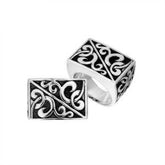 Sterling Silver beautiful designer rectangular ring handcrafted in Bali, Indonesia with oxidized artistic detailing